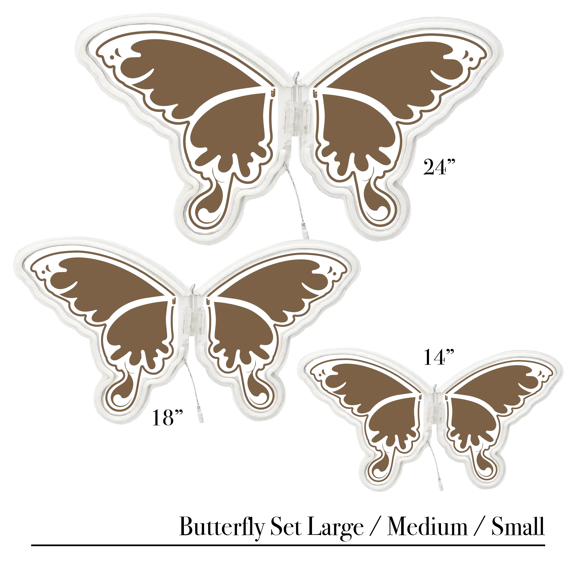 Brown Negative Signature Acrylic LED Butterfly with White LED - Image 3