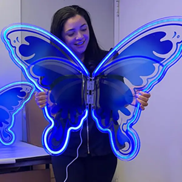 Blue Negative Signature Acrylic LED Butterfly with White LED